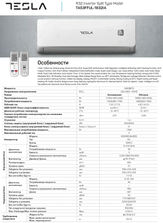Кондиционер Tesla Astarta Inverter TA53FFUL-1832IA