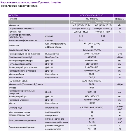 Кондиционер AlpicAir Dynamic inverter D series ACI-140AHPDC1D/AOU-140AHPDC1D