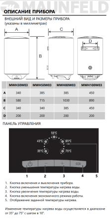 Водонагреватель MAUNFELD MWH50W03