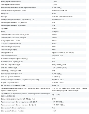 Кондиционер Energolux Duct SAD48D5-A/SAU48U5-A