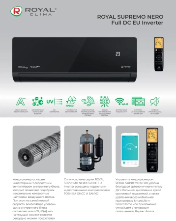Кондиционер Royal Clima Supremo Nero Full DC EU Inverter RCI-RSN55HN