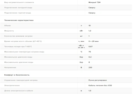 Водонагреватель Superlux 10 U RU