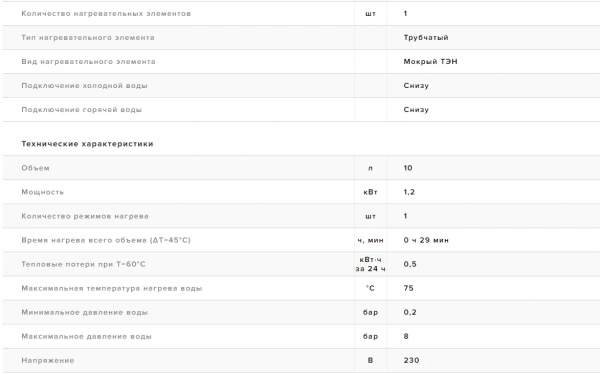 Водонагреватель Superlux 10 O RU