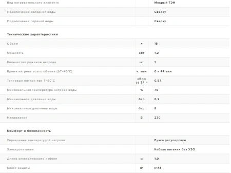Водонагреватель Superlux 15 U RU