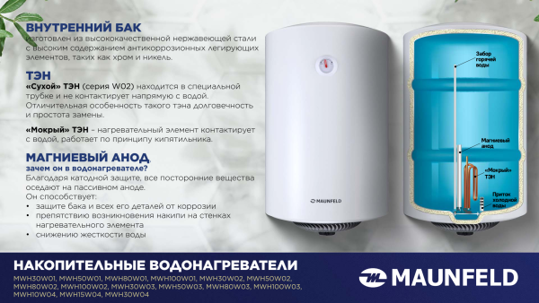 Водонагреватель MAUNFELD MWH100W01