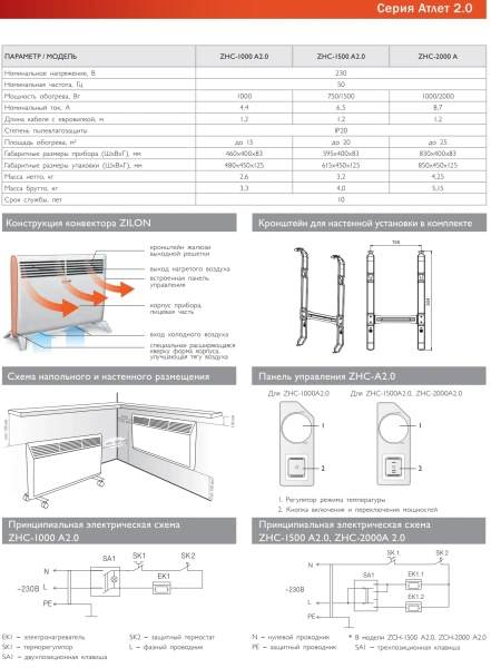 Электроконвектор ZILON ZHC-2000 A2.0