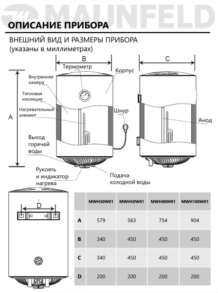Водонагреватель MAUNFELD MWH50W01