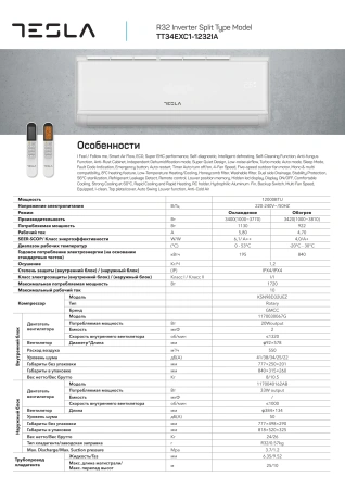Кондиционер Tesla R32 DC Inverter TT34EXC1-1232IA